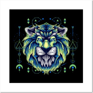 lion head artwork Posters and Art